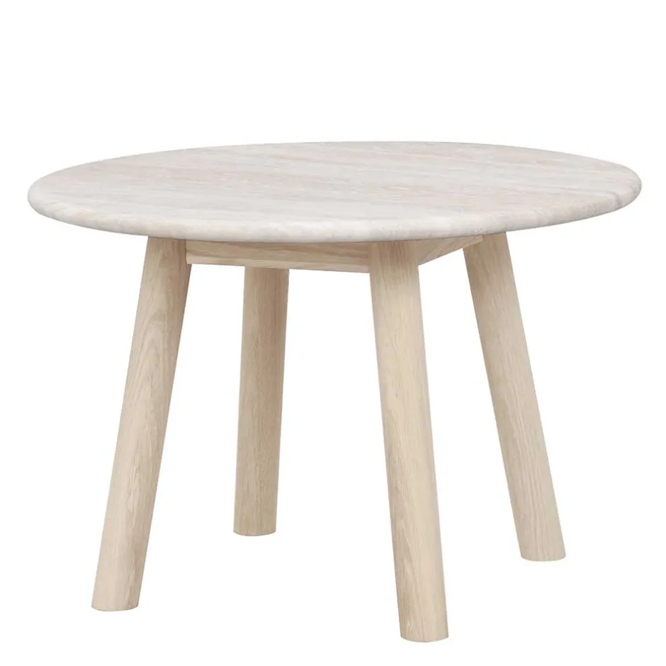 Runder Couchtisch mit Steinplatte Travertin Beige - Wroniko^Wohnen Best