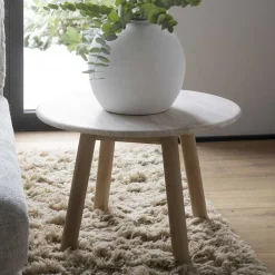 Runder Couchtisch mit Steinplatte Travertin Beige - Wroniko^Wohnen Best