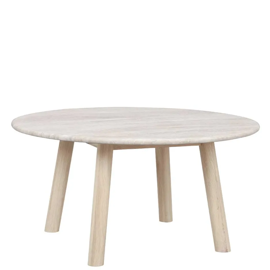 Runder Couchtisch mit Steinplatte Travertin Beige - Wroniko^Wohnen Best