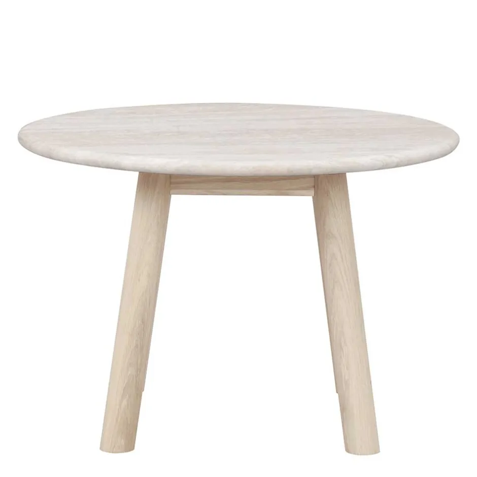 Runder Couchtisch mit Steinplatte Travertin Beige - Wroniko^Wohnen Best