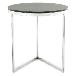 Runder Design Beistelltisch mit Glasplatte Schwarz - Steven^Wohnen Best