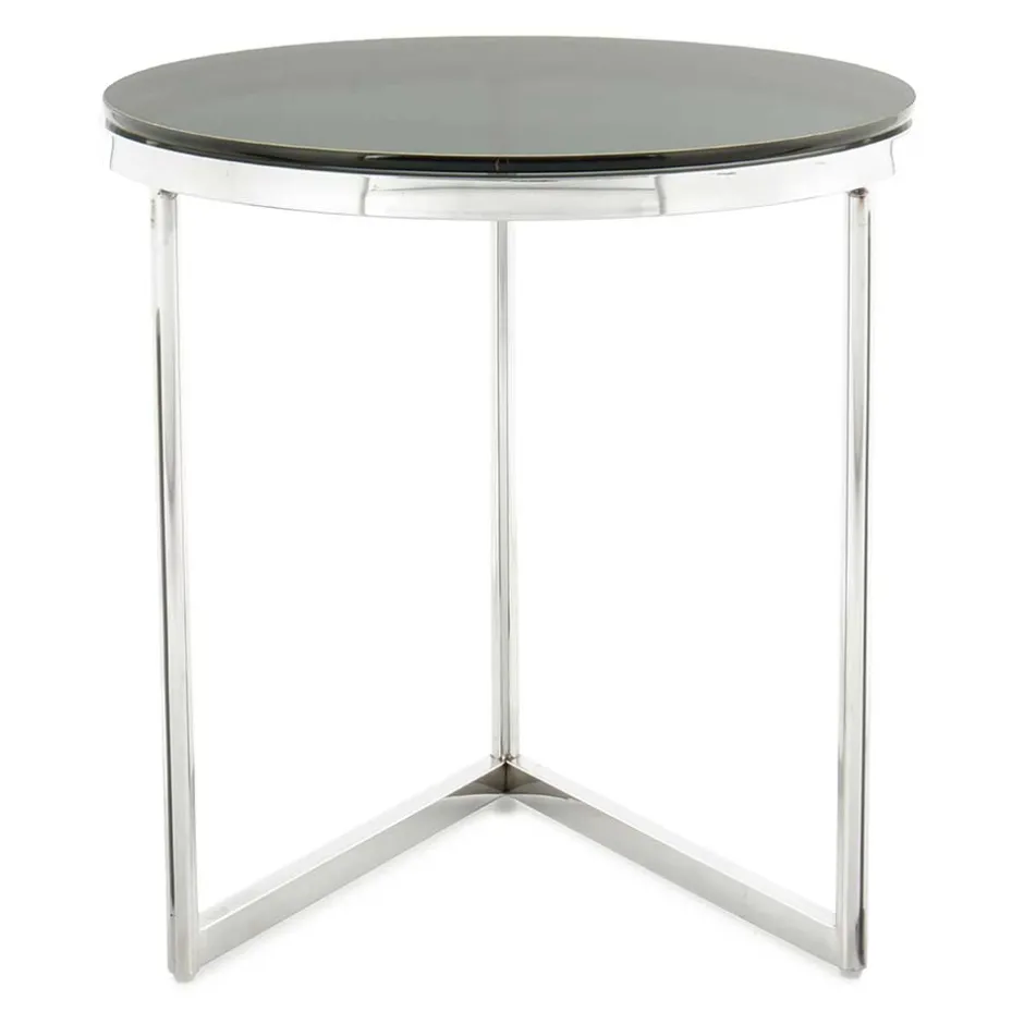 Runder Design Beistelltisch mit Glasplatte Schwarz - Steven^Wohnen Best