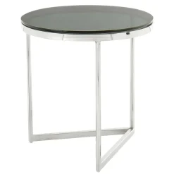 Runder Design Beistelltisch mit Glasplatte Schwarz - Steven^Wohnen Best