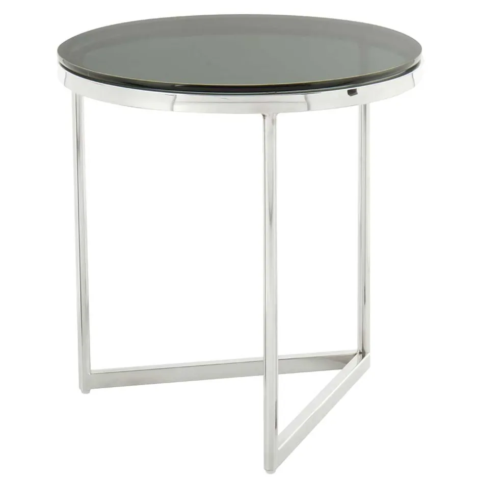 Runder Design Beistelltisch mit Glasplatte Schwarz - Steven^Wohnen Best