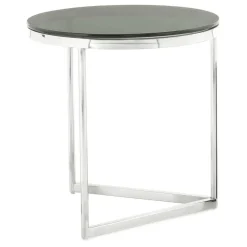 Runder Design Beistelltisch mit Glasplatte Schwarz - Steven^Wohnen Best