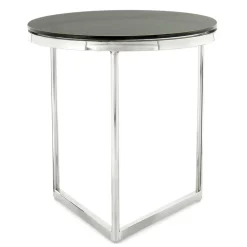 Runder Design Beistelltisch mit Glasplatte Schwarz - Steven^Wohnen Best