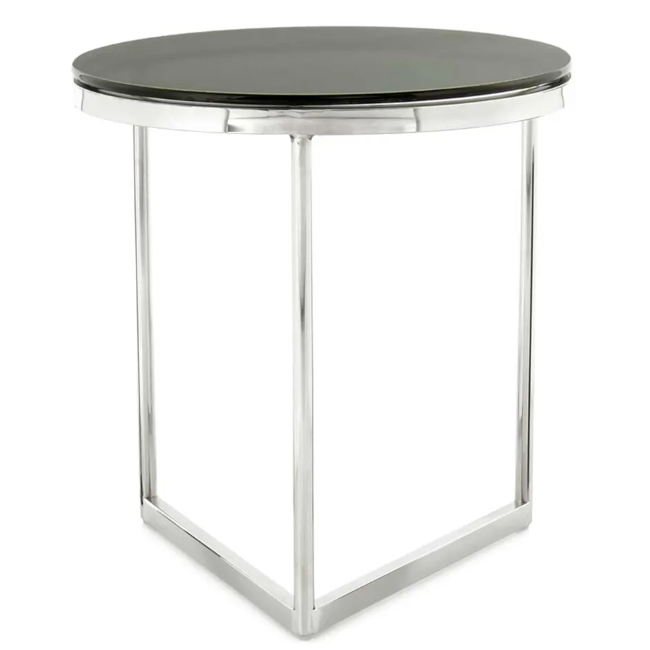 Runder Design Beistelltisch mit Glasplatte Schwarz - Steven^Wohnen Best