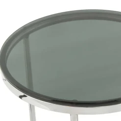 Runder Design Beistelltisch mit Glasplatte Schwarz - Steven^Wohnen Best