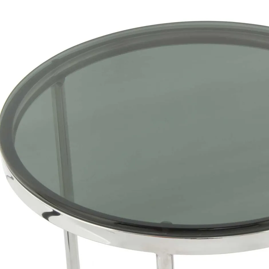 Runder Design Beistelltisch mit Glasplatte Schwarz - Steven^Wohnen Best