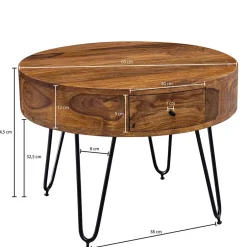 Wohnen Runder Design Couchtisch mit Schublade - Pullman