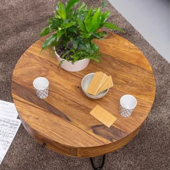 Wohnen Runder Design Couchtisch mit Schublade - Pullman