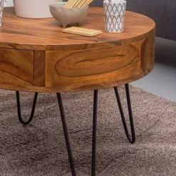 Wohnen Runder Design Couchtisch mit Schublade - Pullman