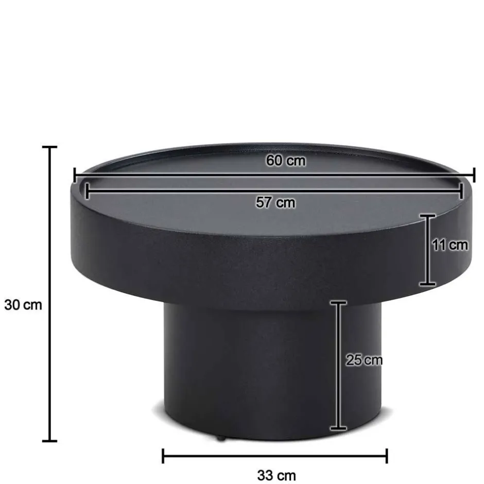 Wohnen Runder Design-Couchtisch in Schwarz - Plurana