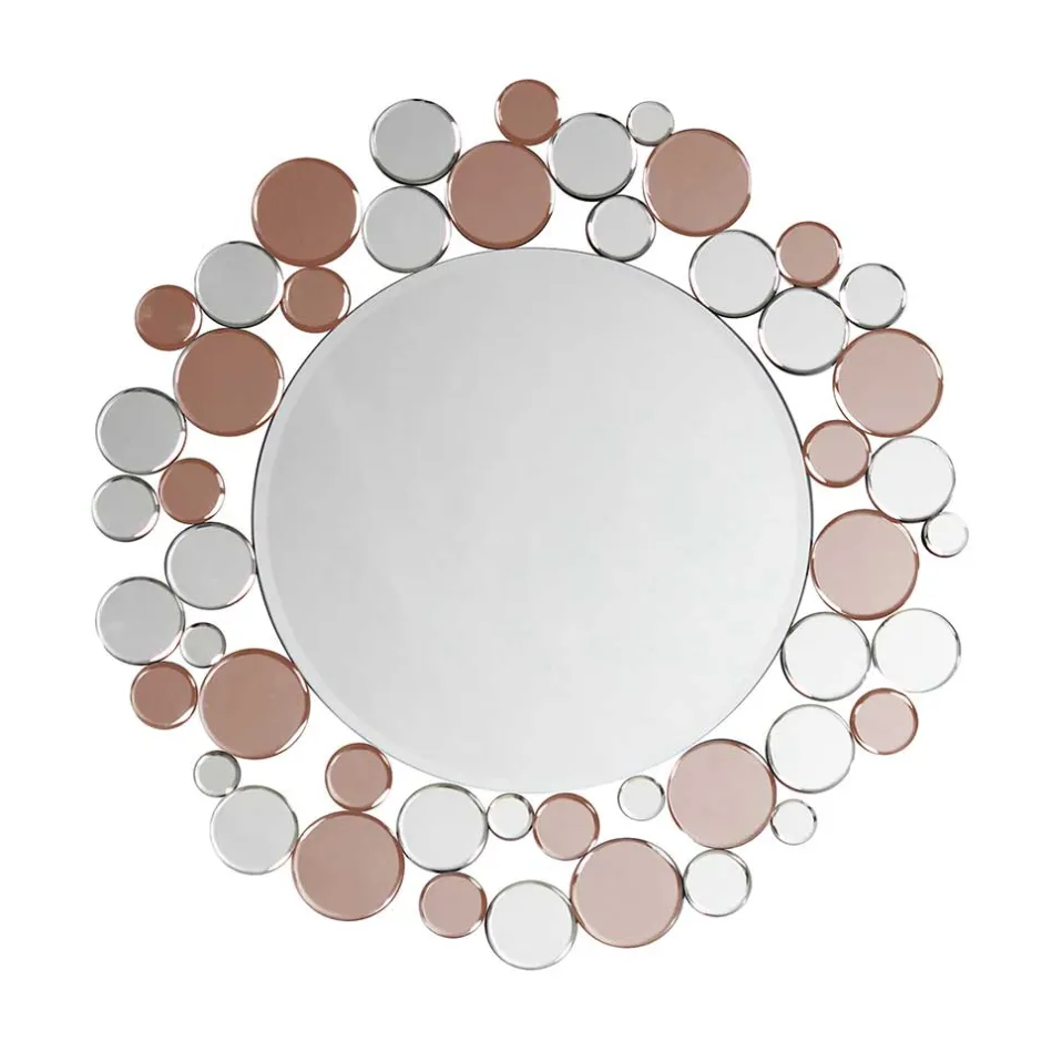 Wohnen Runder Designer Spiegel in Silber & Rosegold - Sulliva
