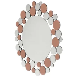Wohnen Runder Designer Spiegel in Silber & Rosegold - Sulliva