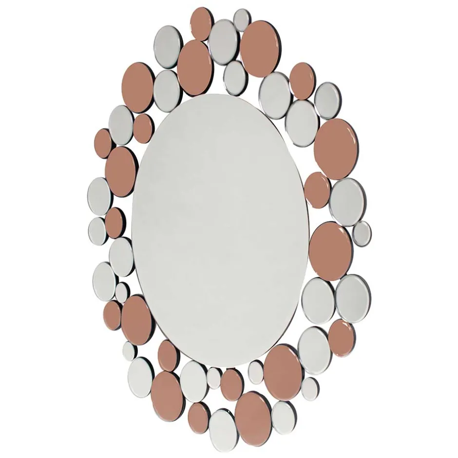 Wohnen Runder Designer Spiegel in Silber & Rosegold - Sulliva