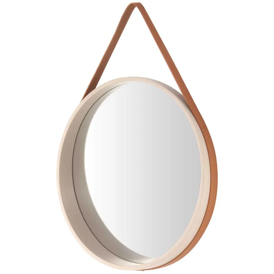 Runder Designspiegel in Creme & Braun - Venus^Wohnen