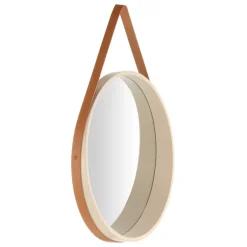 Runder Designspiegel in Creme & Braun - Venus^Wohnen