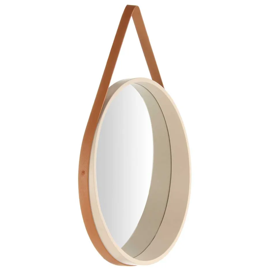 Runder Designspiegel in Creme & Braun - Venus^Wohnen