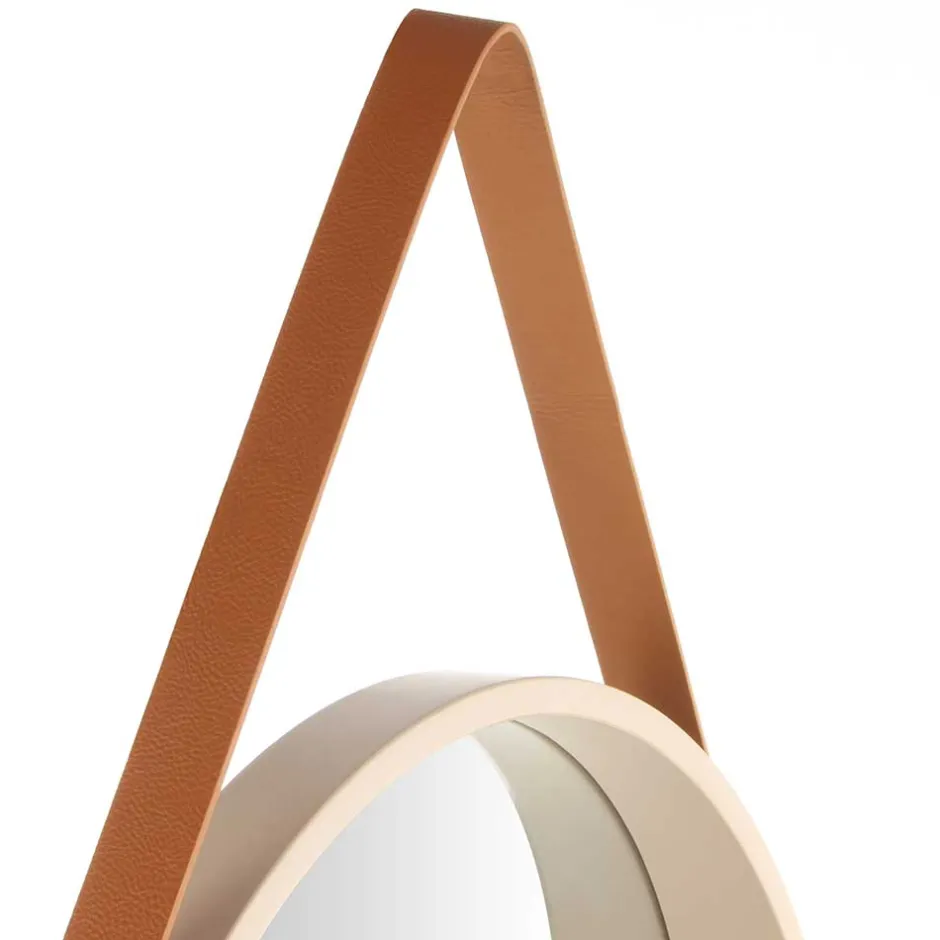 Runder Designspiegel in Creme & Braun - Venus^Wohnen