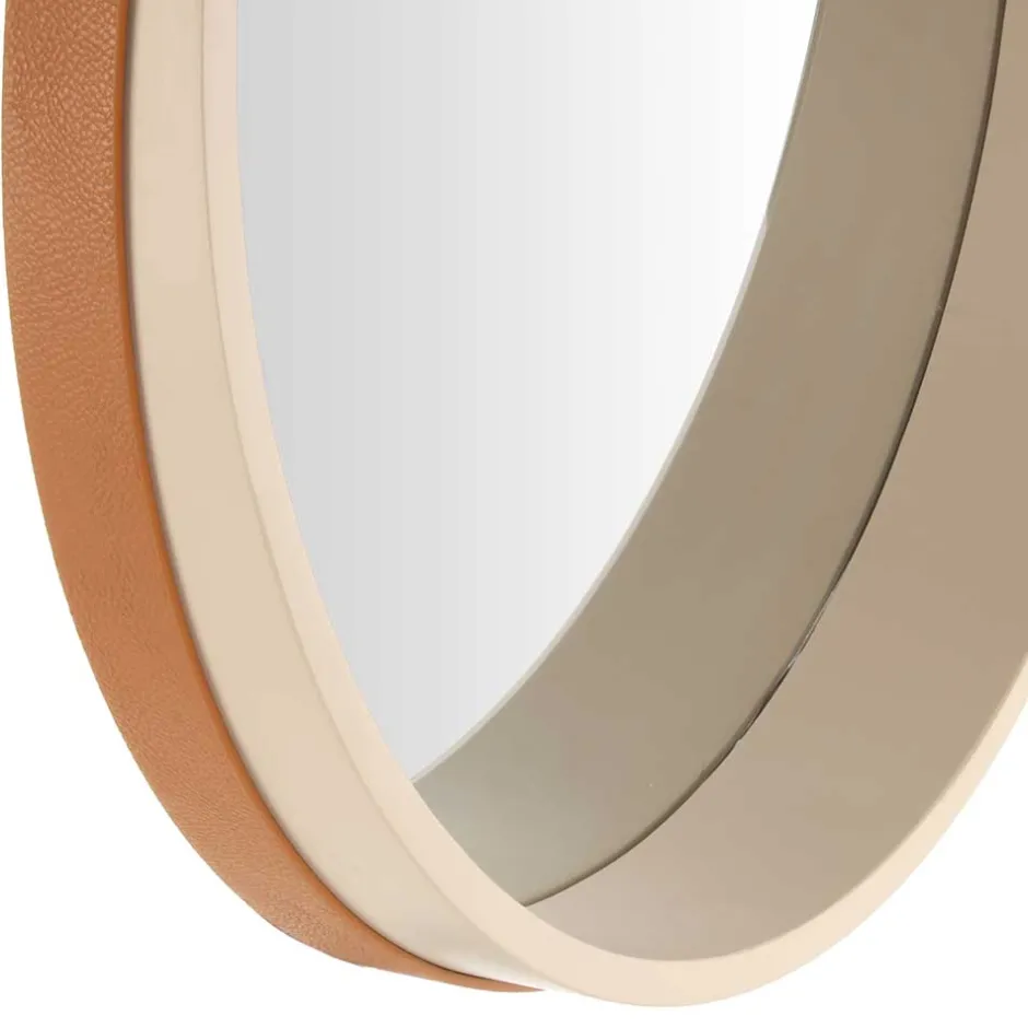 Runder Designspiegel in Creme & Braun - Venus^Wohnen