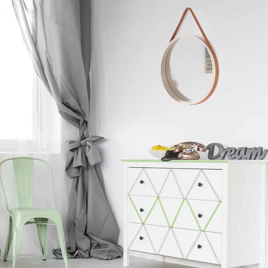 Runder Designspiegel in Creme & Braun - Venus^Wohnen