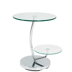 Wohnen Runder Designtisch mit 2 Glasplatten - Conoro