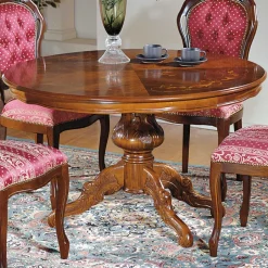 Wohnen Runder Esstisch im Barockstil Magari mit Nussbaum Furnier