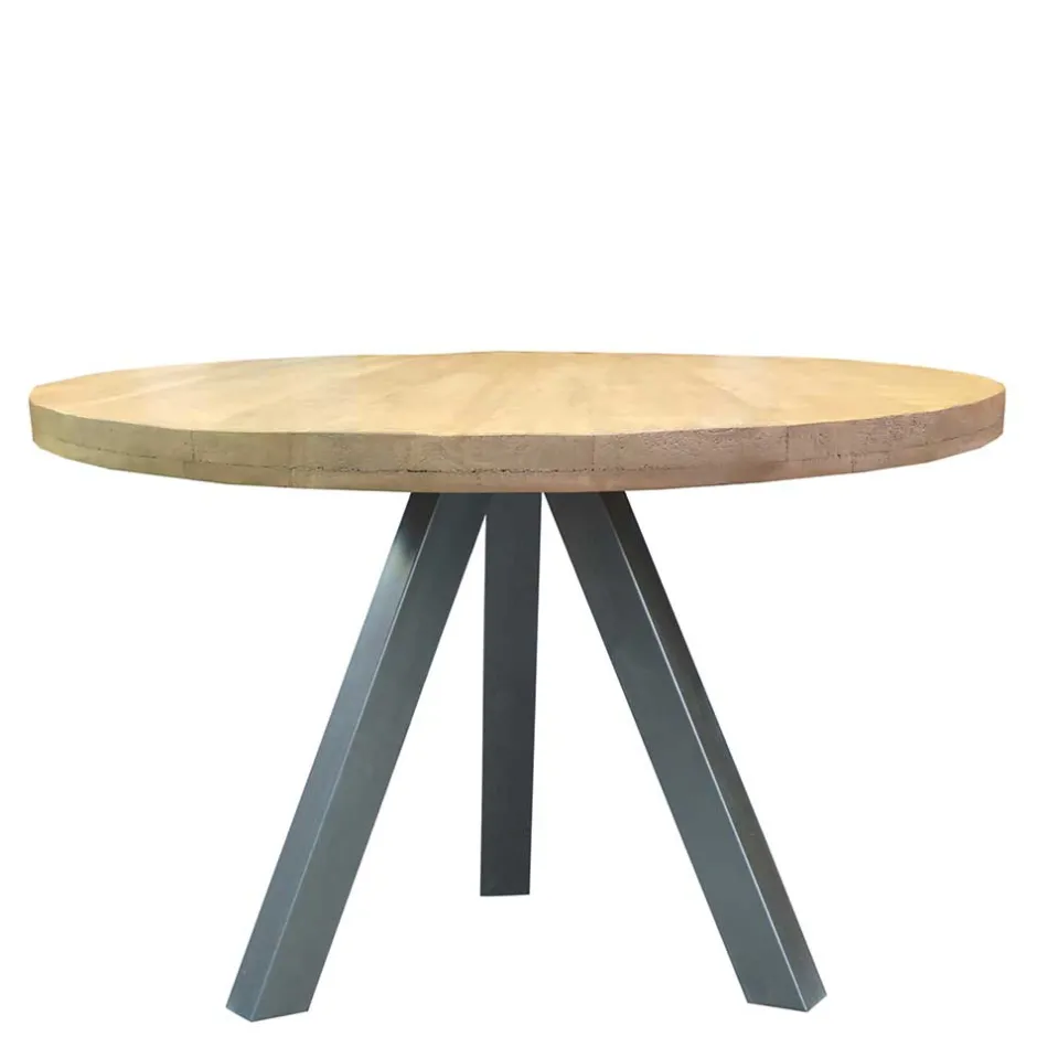 Runder Esstisch mit Holzplatte Mango - Belafoma^Wohnen Outlet