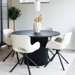 Wohnen Runder Esstisch und Drehstühle Set - Calm (fünfteilig)