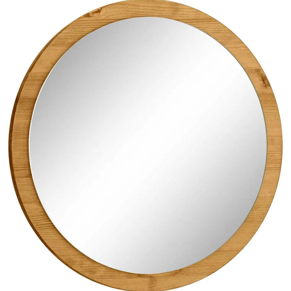Wohnen Runder Flurspiegel mit Massivholzrahmen - Zavieca