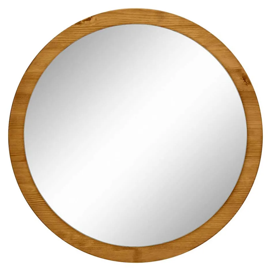 Wohnen Runder Flurspiegel mit Massivholzrahmen - Zavieca
