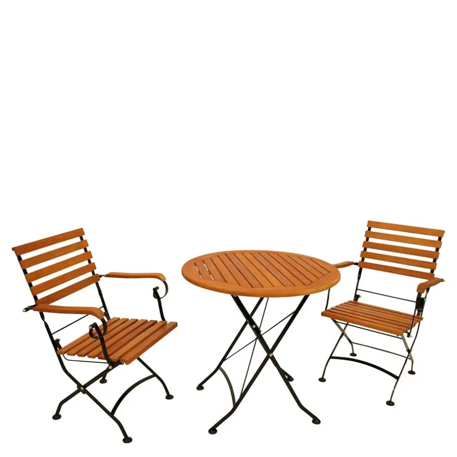 Wohnen Runder Gartentisch mit Armlehnstühlen - Georgy (dreiteilig)