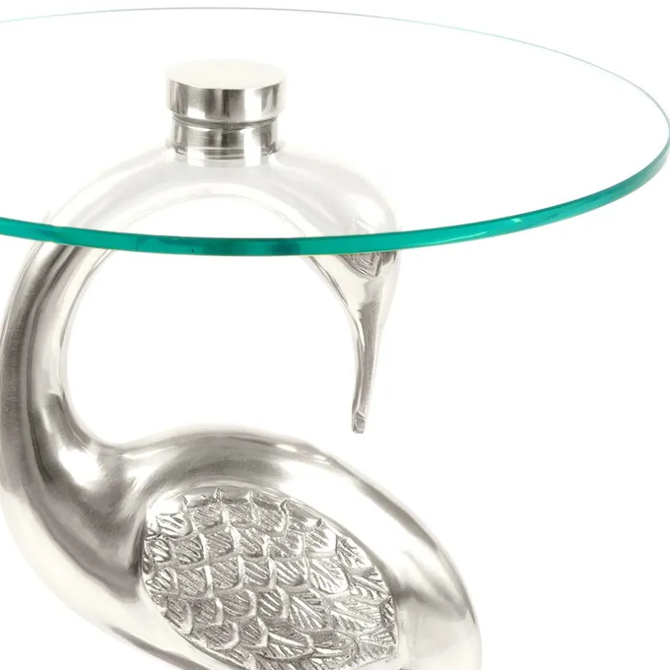 Runder Glas Beistelltisch mit Vogel Design Fuß - Lanaga^Wohnen Best