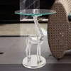 Runder Glas Beistelltisch mit Giraffe als Fuß - Fenya^Wohnen New