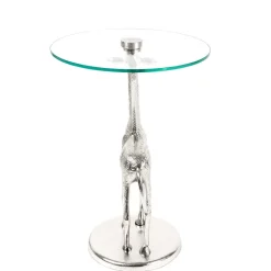 Runder Glas Beistelltisch mit Giraffe als Fuß - Fenya^Wohnen New