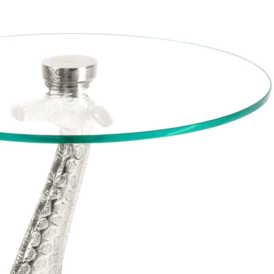 Runder Glas Beistelltisch mit Giraffe als Fuß - Fenya^Wohnen New
