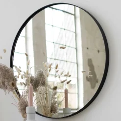 Runder Glasspiegel in Schwarz - Fulia^Wohnen Sale