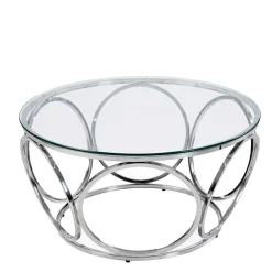 Wohnen Runder Glas-Wohnzimmertisch mit Ringgestell - Barnetto