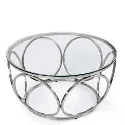 Wohnen Runder Glas-Wohnzimmertisch mit Ringgestell - Barnetto