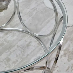 Wohnen Runder Glas-Wohnzimmertisch mit Ringgestell - Barnetto