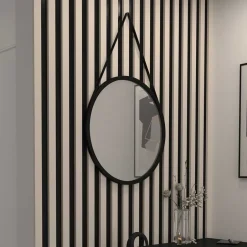 Runder Hängespiegel in Schwarz Metallrahmen - Emotionnel^Wohnen Discount