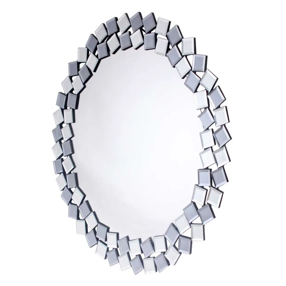 Runder Hängespiegel in Silber & Grau - Compadro^Wohnen Outlet