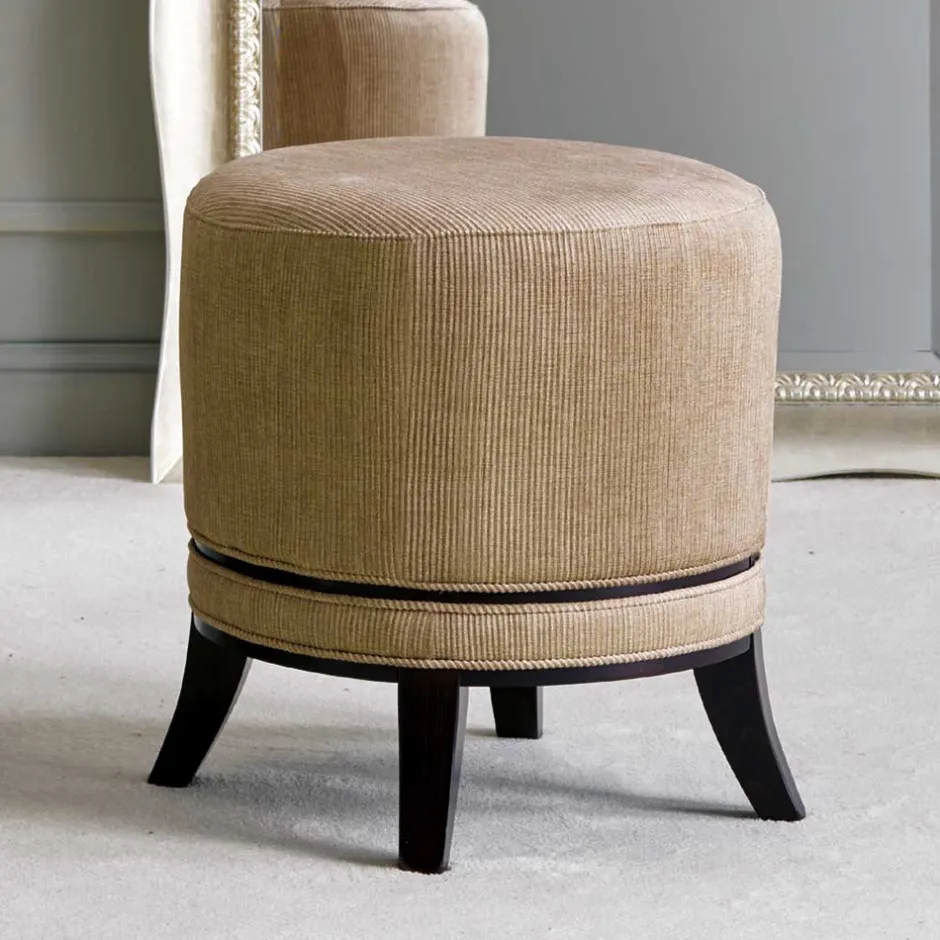 Runder Hocker aus Cord in Beige - Vonika^Wohnen Best