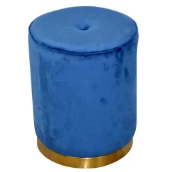 Runder Hocker aus Samt in Blau - Mialan^Wohnen