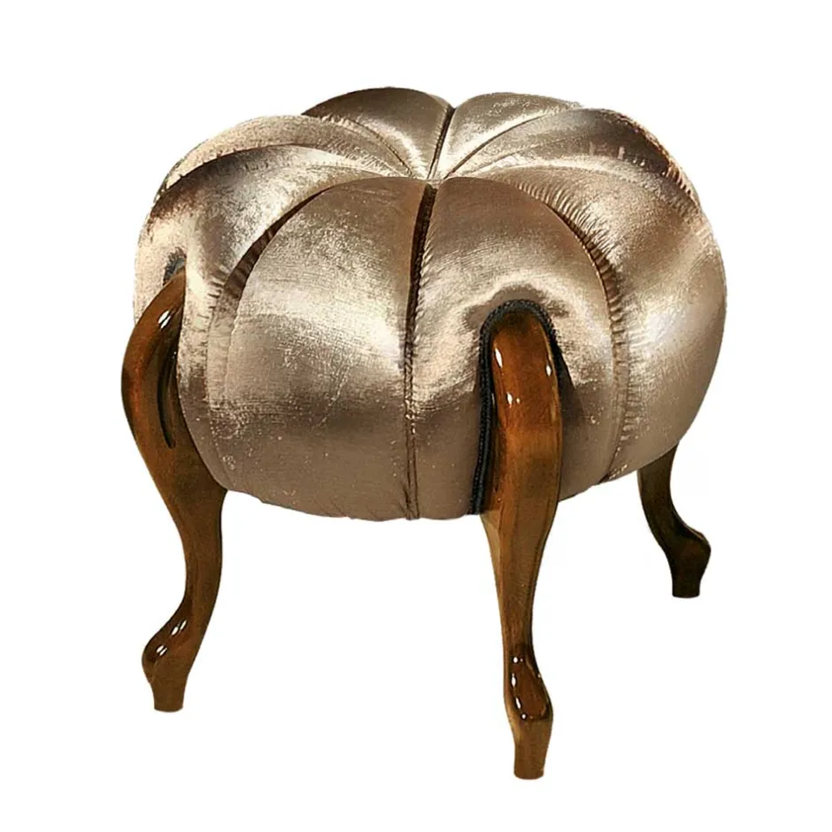 Wohnen Runder Hocker im Barockstil in Gold - Janluca
