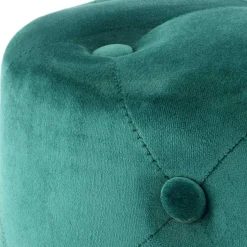 Runder Hocker in Grün Samt & Gold Metall - Emiato^Wohnen Outlet