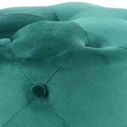 Runder Hocker in Grün Samt & Gold Metall - Emiato^Wohnen Outlet