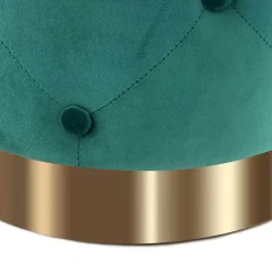 Runder Hocker in Grün Samt & Gold Metall - Emiato^Wohnen Outlet