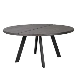 Runder Holztisch Eiche Dunkelbraun & Metall - Liguria^Wohnen Clearance